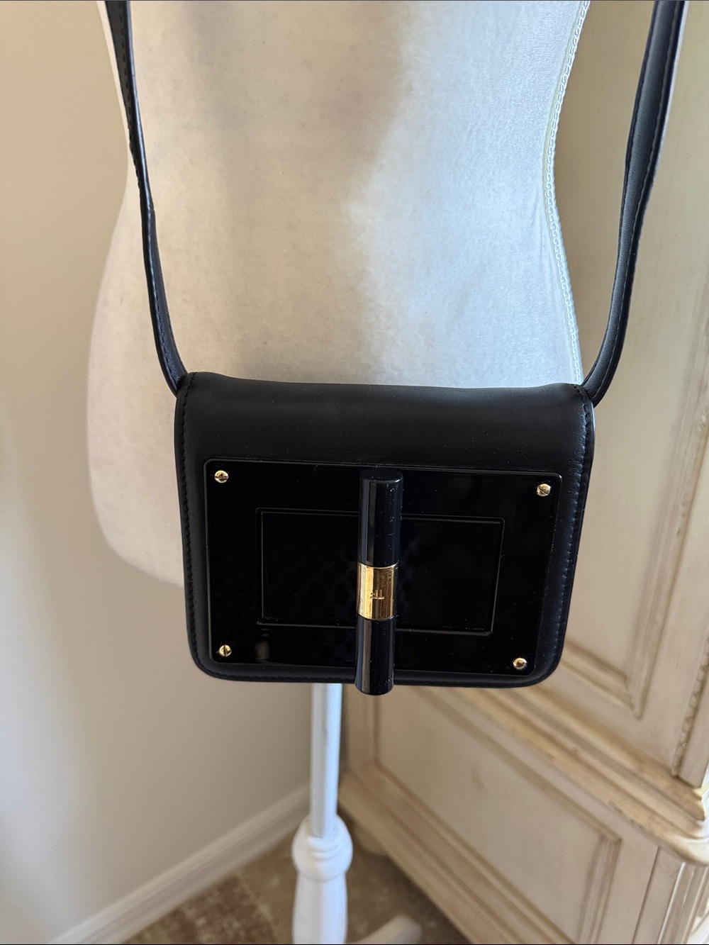 Tom Ford Black Crossbody Bag with Gold Hardware